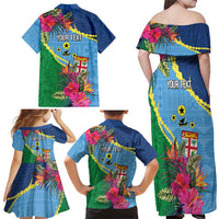 Personalized Malampa Fiji Day Together We Grow Family Matching Off Shoulder Maxi Dress and Hawaiian Shirt Special Tapa Mix - Polynesian Pride