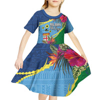 Personalized Malampa Fiji Day Together We Grow Kid Short Sleeve Dress Special Tapa Mix - Polynesian Pride