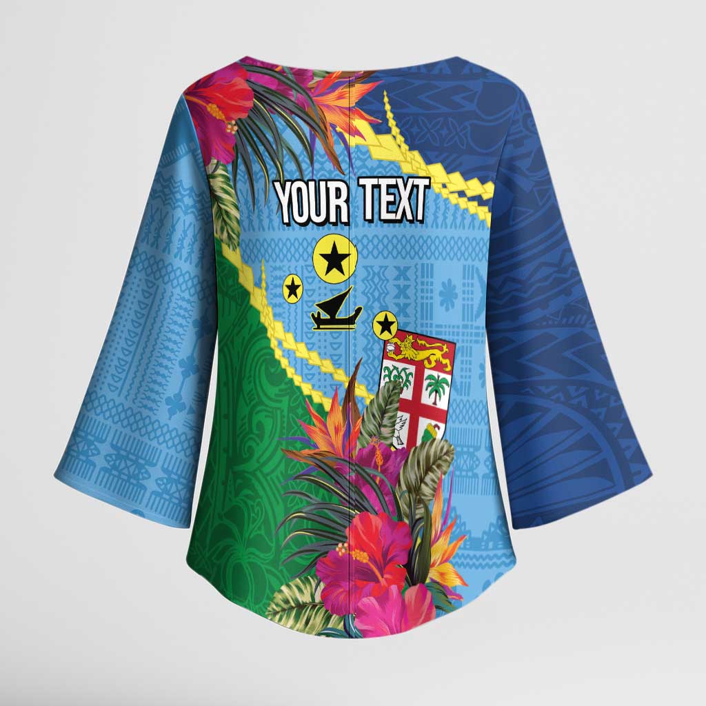 Personalized Malampa Fiji Day Together We Grow Kimono Sleeve Blouse Special Tapa Mix - Polynesian Pride