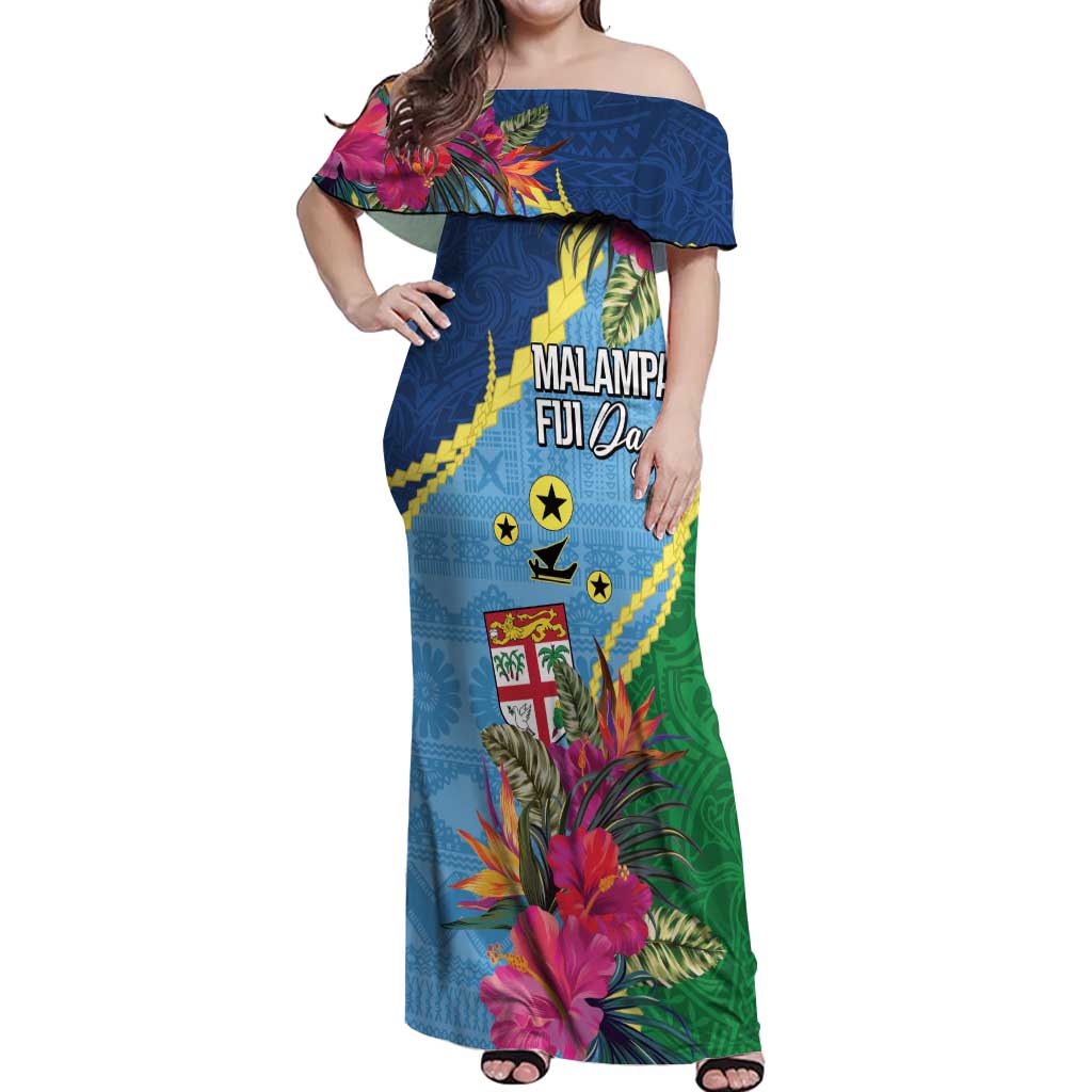 Personalized Malampa Fiji Day Together We Grow Off Shoulder Maxi Dress Special Tapa Mix - Polynesian Pride