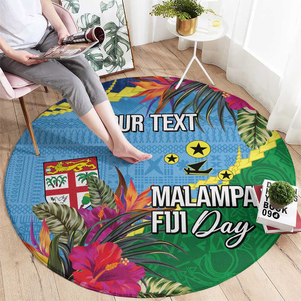 Personalized Malampa Fiji Day Together We Grow Round Carpet Special Tapa Mix - Polynesian Pride