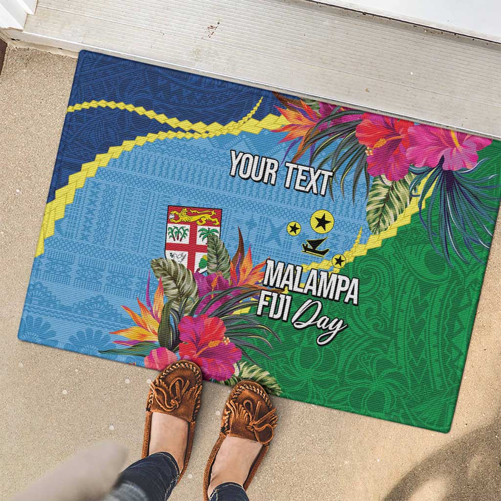 Personalized Malampa Fiji Day Together We Grow Rubber Doormat Special Tapa Mix - Polynesian Pride