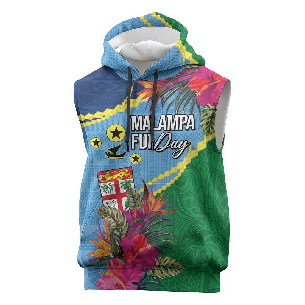Personalized Malampa Fiji Day Together We Grow Sleeveless Hoodie Special Tapa Mix - Polynesian Pride
