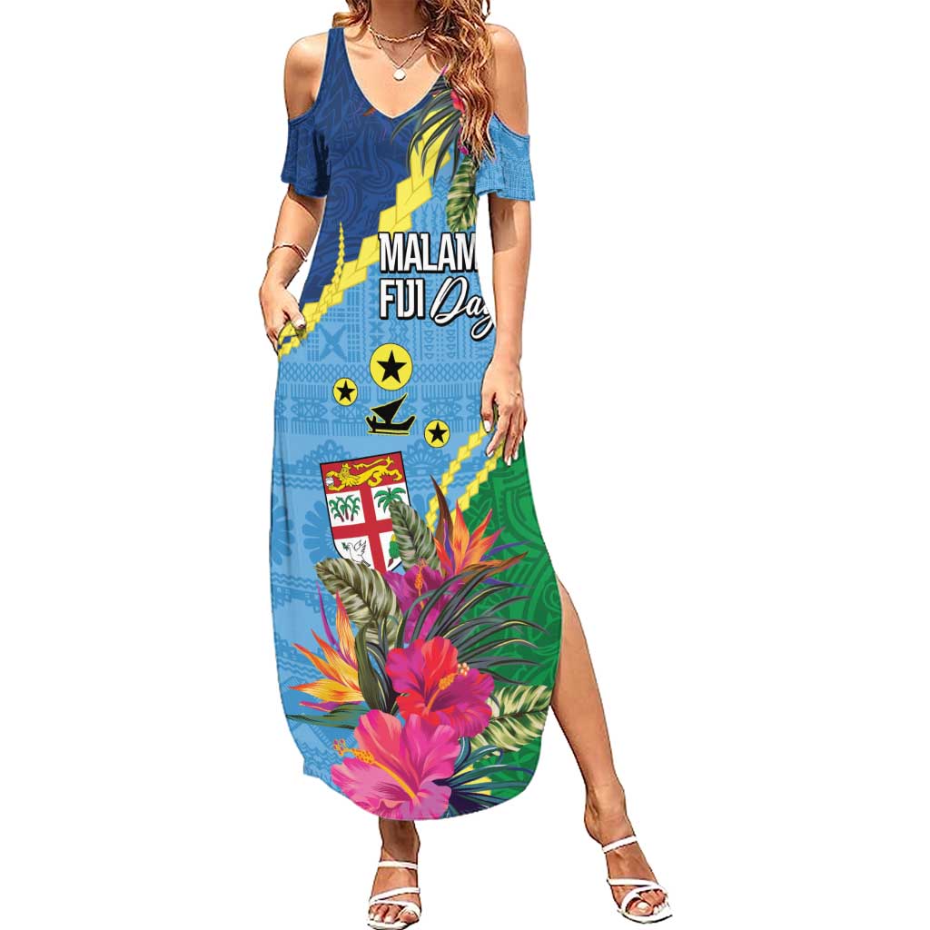 Personalized Malampa Fiji Day Together We Grow Summer Maxi Dress Special Tapa Mix - Polynesian Pride