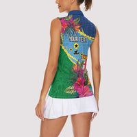 Personalized Malampa Fiji Day Together We Grow Women Sleeveless Polo Shirt Special Tapa Mix - Polynesian Pride