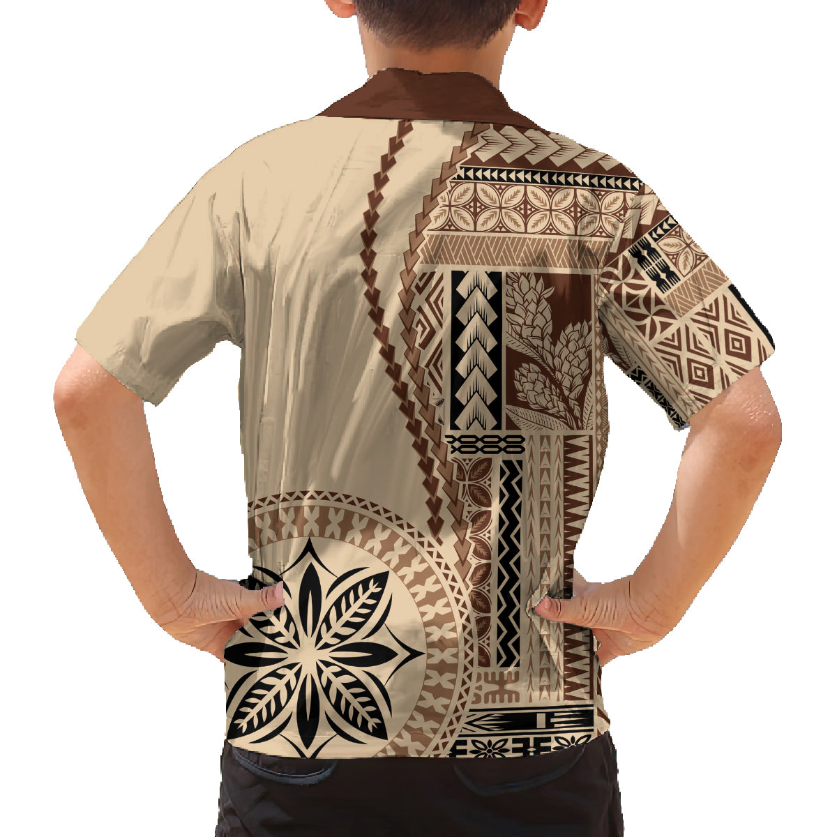 Samoa Siapo Motif Family Matching Off Shoulder Long Sleeve Dress and Hawaiian Shirt Classic Style LT7 - Polynesian Pride