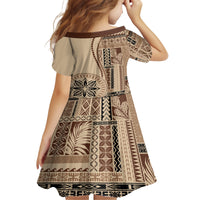 Samoa Siapo Motif Family Matching Off Shoulder Long Sleeve Dress and Hawaiian Shirt Classic Style LT7 - Polynesian Pride