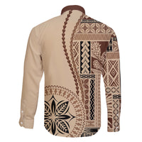 Samoa Siapo Motif Family Matching Off Shoulder Long Sleeve Dress and Hawaiian Shirt Classic Style LT7 - Polynesian Pride