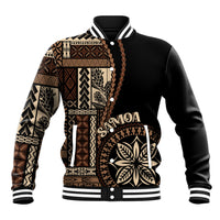 Samoa Siapo Motif Baseball Jacket Classic Style - Black Ver LT7 Unisex Black - Polynesian Pride