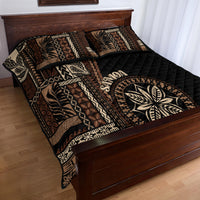 Samoa Siapo Motif Quilt Bed Set Classic Style - Black Ver LT7 - Polynesian Pride
