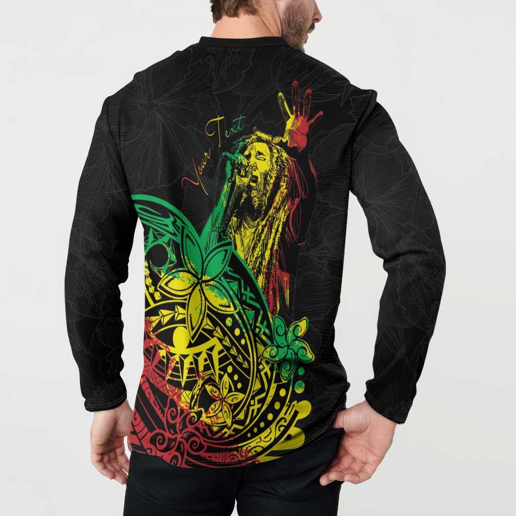 Personalised Reggae Jawaiian Festive Button Sweatshirt Mix Polynesian