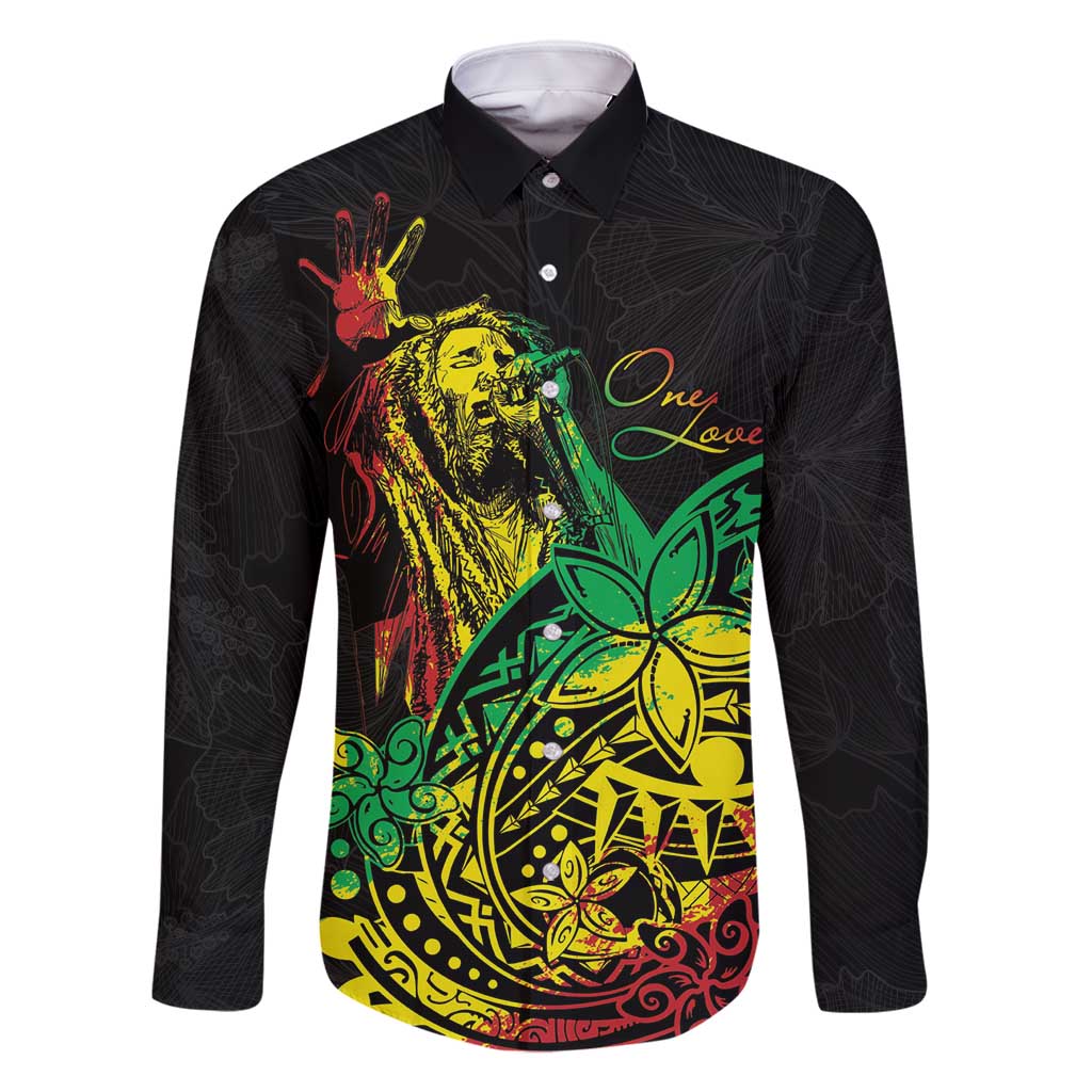 Personalised Reggae Jawaiian Festive Family Matching Off Shoulder Short Dress and Hawaiian Shirt Mix Polynesian