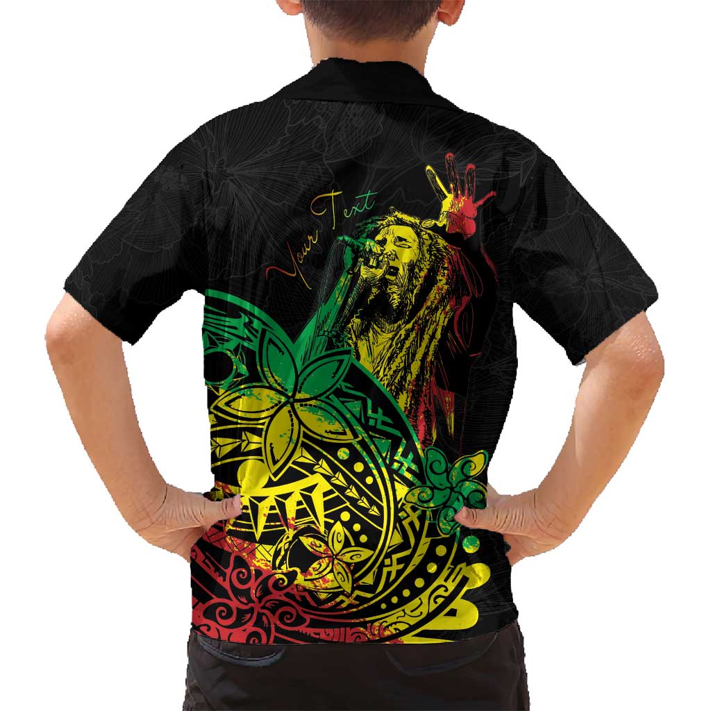 Personalised Reggae Jawaiian Festive Family Matching Tank Maxi Dress and Hawaiian Shirt Mix Polynesian