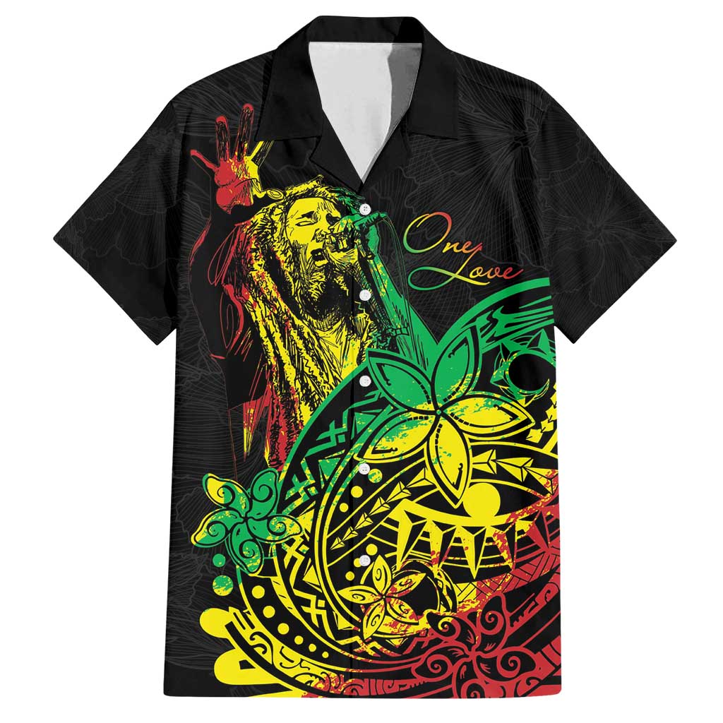 Personalised Reggae Jawaiian Festive Family Matching Tank Maxi Dress and Hawaiian Shirt Mix Polynesian