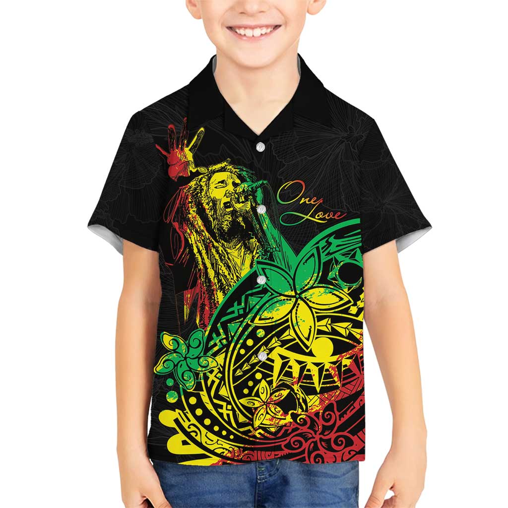 Personalised Reggae Jawaiian Festive Family Matching Tank Maxi Dress and Hawaiian Shirt Mix Polynesian