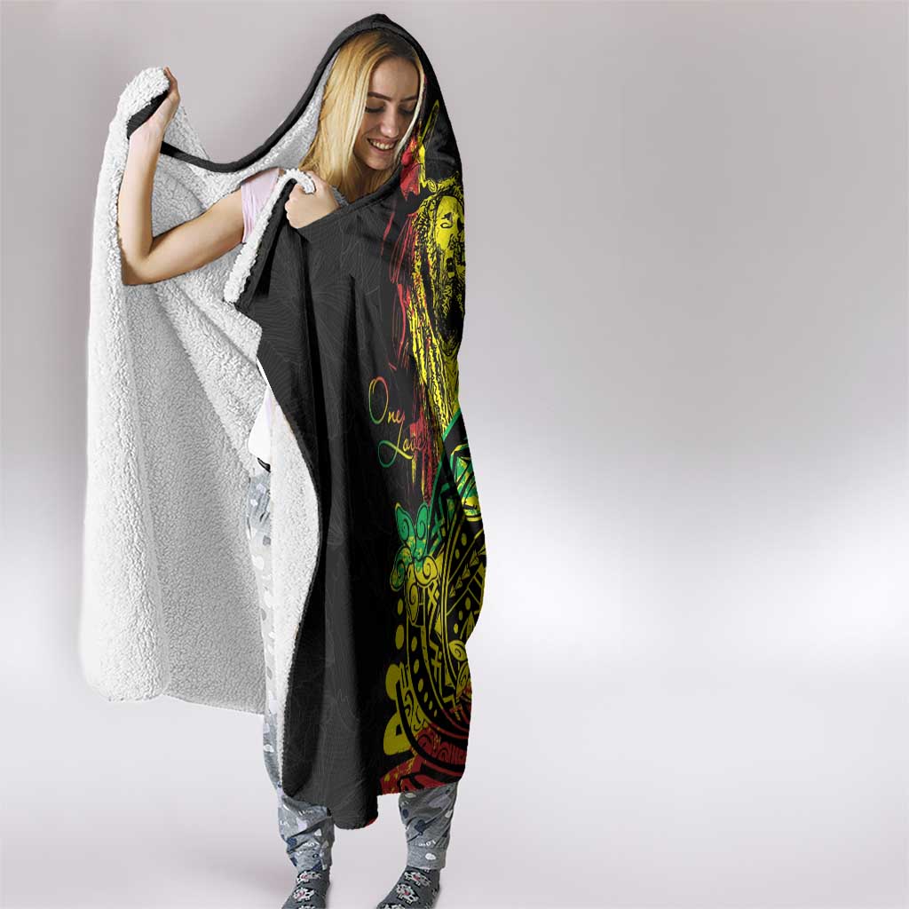 Personalised Reggae Jawaiian Festive Hooded Blanket Mix Polynesian