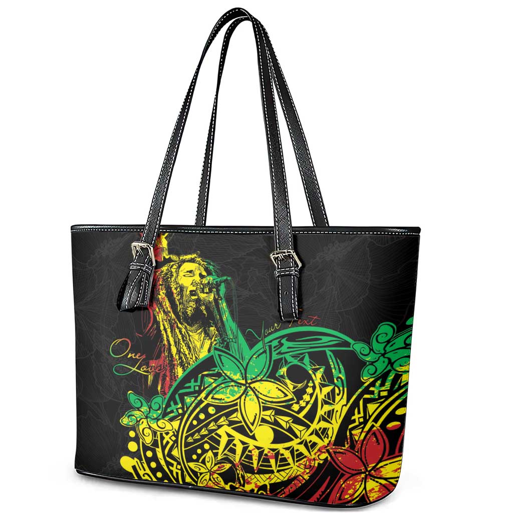 Personalised Reggae Jawaiian Festive Leather Tote Bag Mix Polynesian