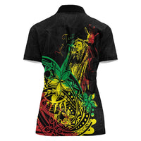 Personalised Reggae Jawaiian Festive Women Polo Shirt Mix Polynesian