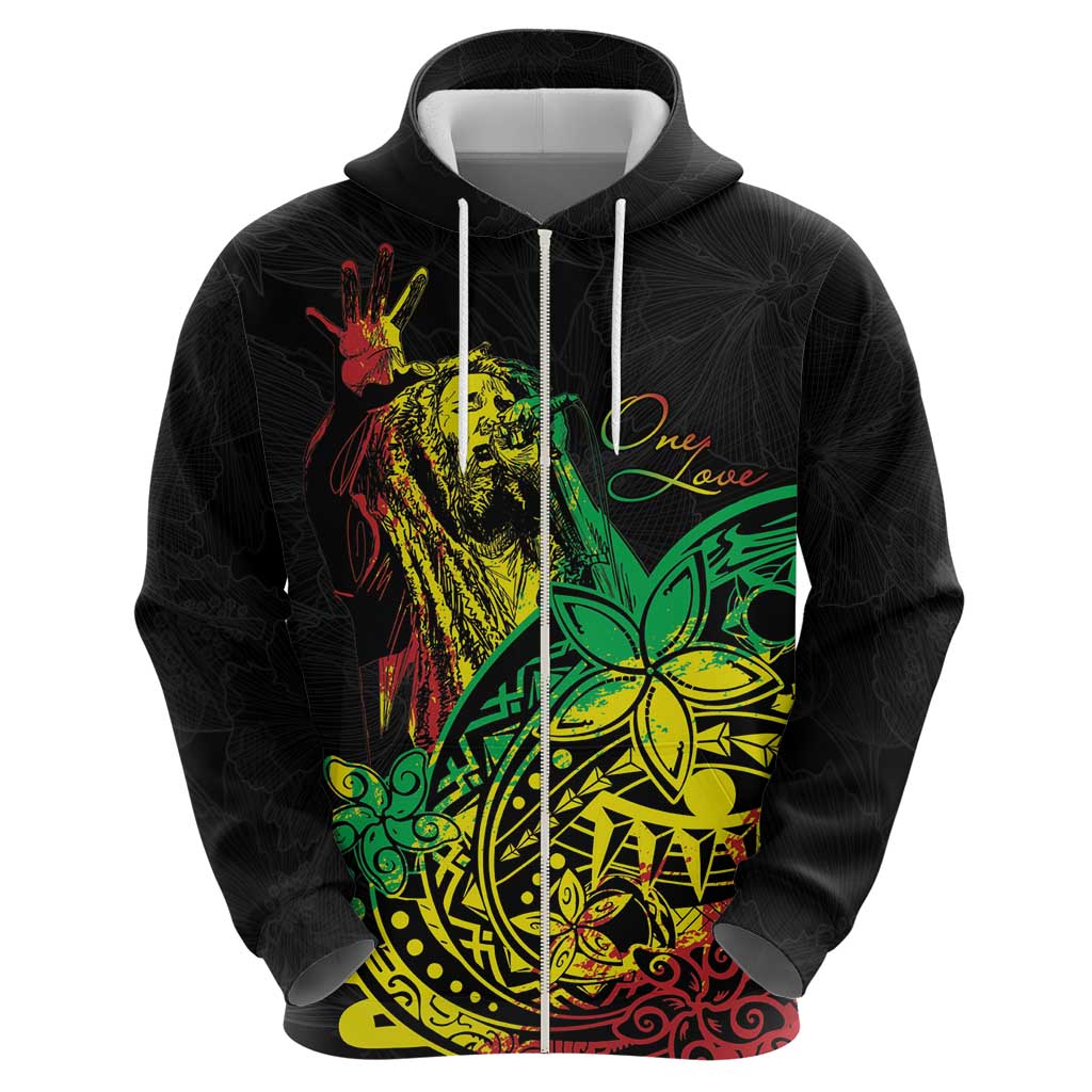 Personalised Reggae Jawaiian Festive Zip Hoodie Mix Polynesian