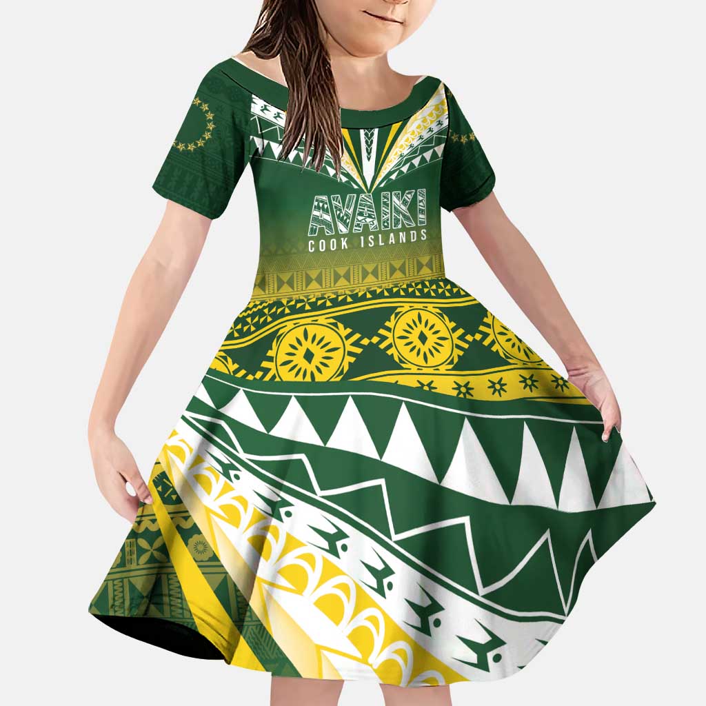 Cook Islands Rugby Custom Family Matching Off The Shoulder Long Sleeve Dress and Hawaiian Shirt Kuki Avaiki - Polynesian Pride