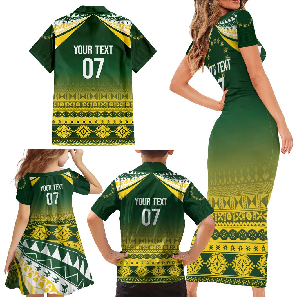 Cook Islands Rugby Custom Family Matching Short Sleeve Bodycon Dress and Hawaiian Shirt Kuki Avaiki - Polynesian Pride