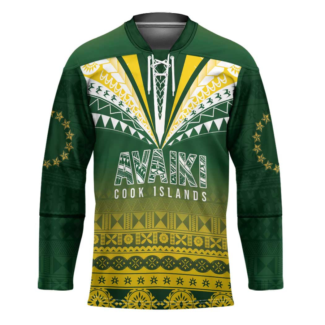 Cook Islands Rugby Custom Hockey Jersey Kuki Avaiki LT7 Unisex Yellow Green - Polynesian Pride
