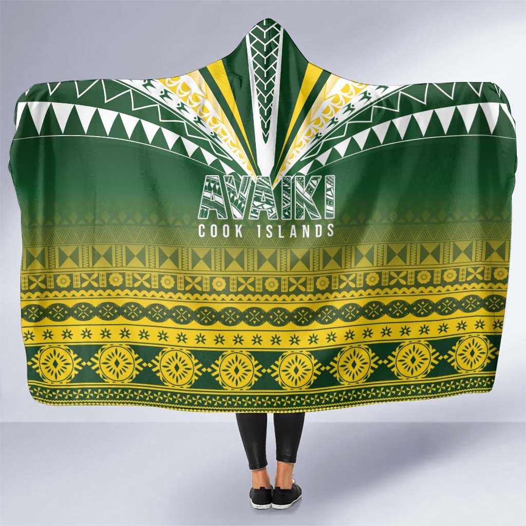 Cook Islands Rugby Hooded Blanket Kuki Avaiki LT7 One Size Yellow Green - Polynesian Pride