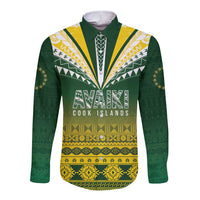 Cook Islands Rugby Custom Long Sleeve Button Shirt Kuki Avaiki LT7 Unisex Yellow Green - Polynesian Pride