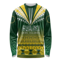 Cook Islands Rugby Custom Long Sleeve Shirt Kuki Avaiki LT7 Unisex Yellow Green - Polynesian Pride