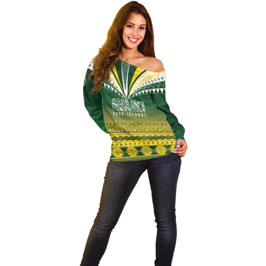 Cook Islands Rugby Custom Off Shoulder Sweater Kuki Avaiki LT7 - Polynesian Pride