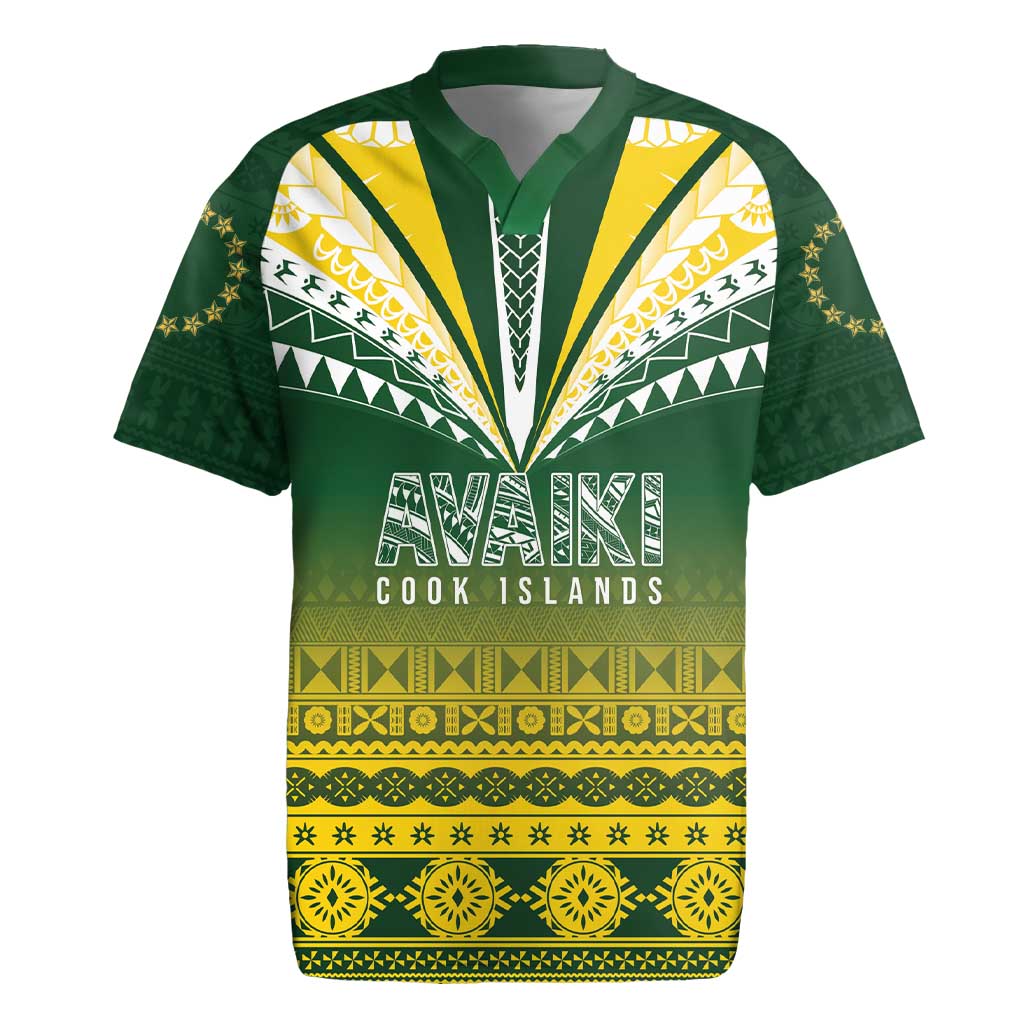 Cook Islands Rugby Custom Rugby Jersey Kuki Avaiki LT7 Yellow Green - Polynesian Pride