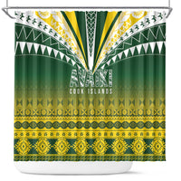 Cook Islands Rugby Shower Curtain Kuki Avaiki LT7 Yellow Green - Polynesian Pride