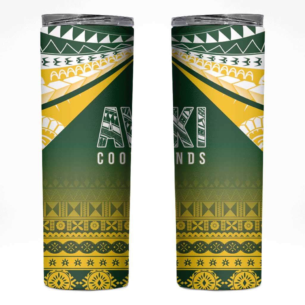 Cook Islands Rugby Skinny Tumbler Kuki Avaiki LT7 Yellow Green - Polynesian Pride