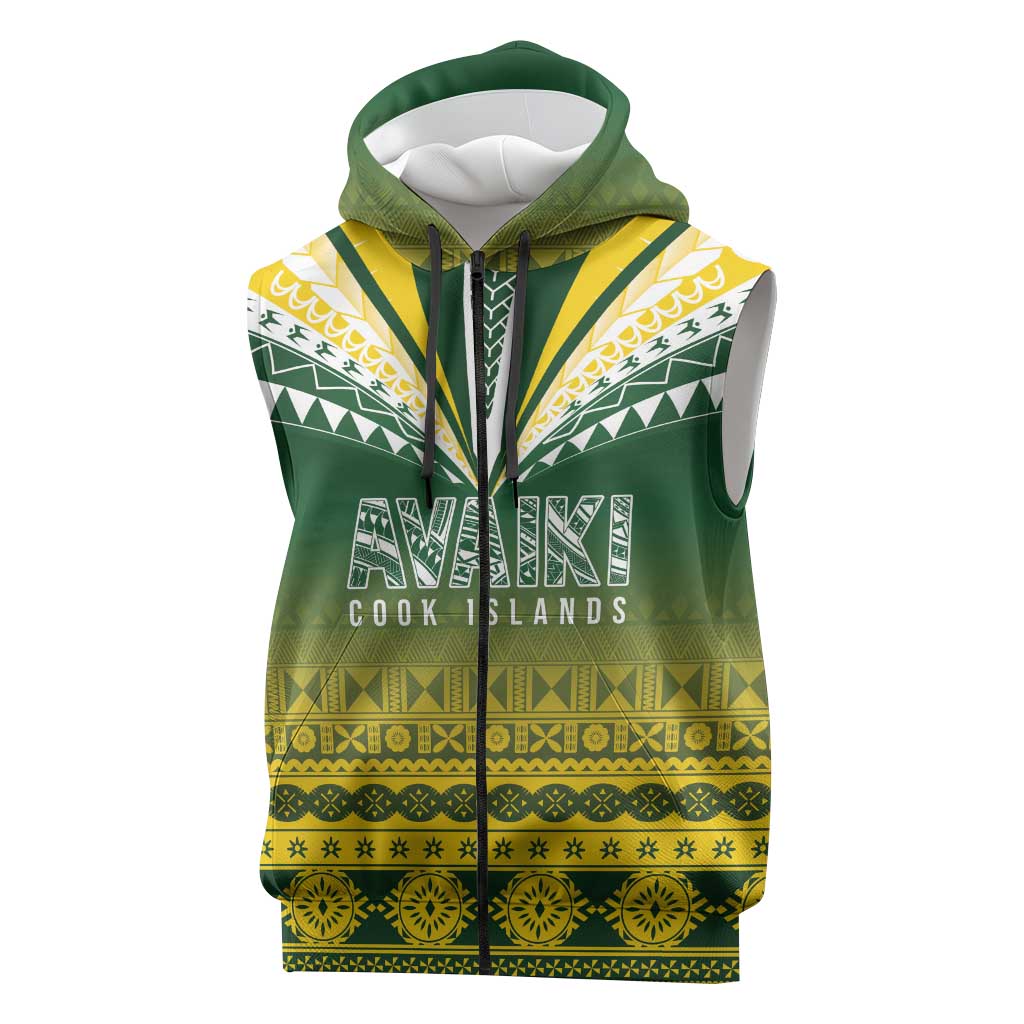 Cook Islands Rugby Custom Sleeveless Zip Hoodie Kuki Avaiki - Polynesian Pride