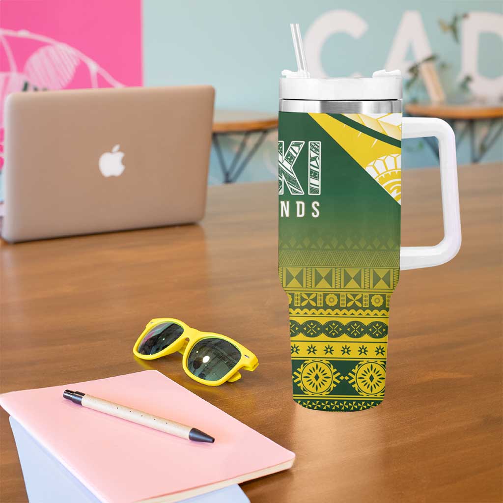 Cook Islands Rugby Tumbler With Handle Kuki Avaiki LT7 - Polynesian Pride