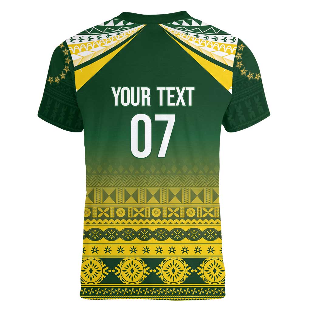 Cook Islands Rugby Custom Women V-Neck T-Shirt Kuki Avaiki LT7 - Polynesian Pride