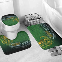 Cook Islands Rugby Kuki Avaiki Bathroom Set Tribal Turtle LT7 Mat Set Only (3 pcs) One Size Dark Green - Polynesian Pride