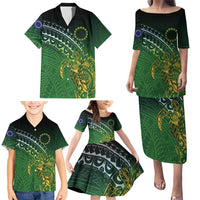Cook Islands Rugby Kuki Avaiki Family Matching Puletasi and Hawaiian Shirt Tribal Turtle - Polynesian Pride