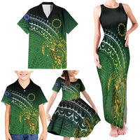 Cook Islands Rugby Kuki Avaiki Family Matching Tank Maxi Dress and Hawaiian Shirt Tribal Turtle LT7 - Polynesian Pride
