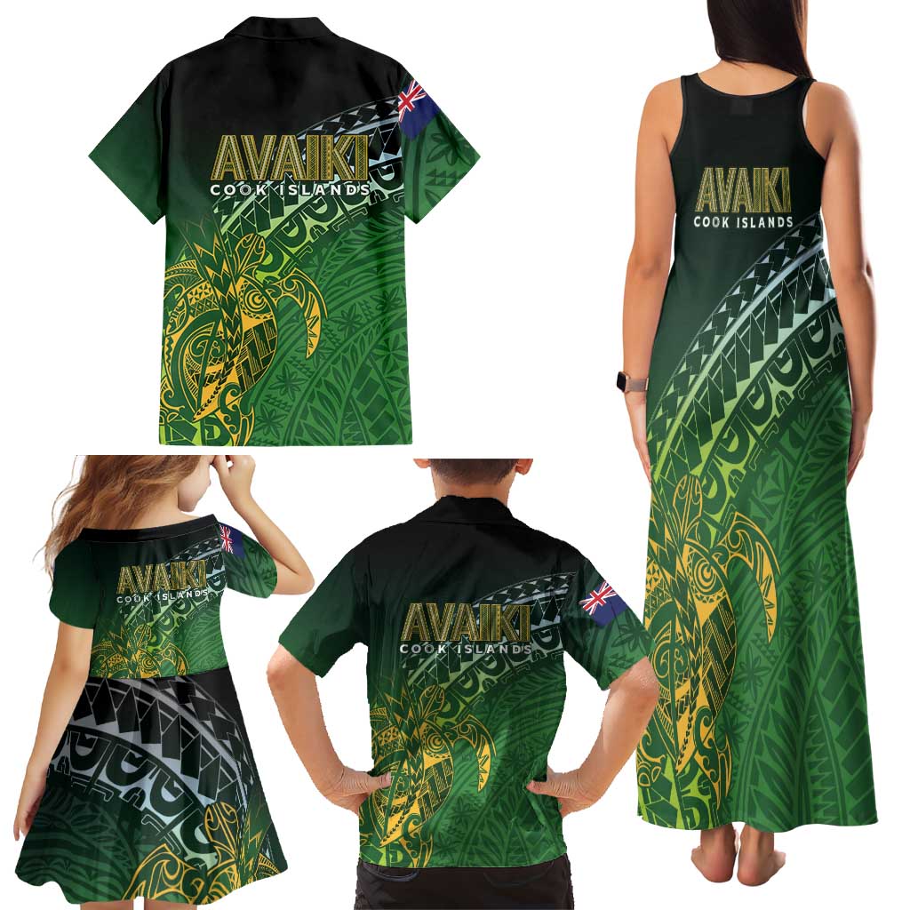 Cook Islands Rugby Kuki Avaiki Family Matching Tank Maxi Dress and Hawaiian Shirt Tribal Turtle LT7 - Polynesian Pride