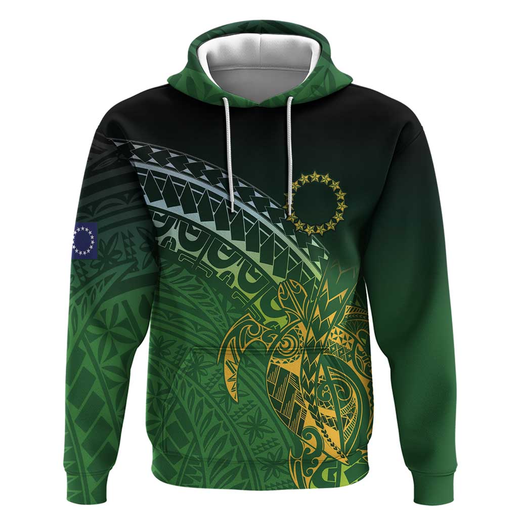 Cook Islands Rugby Kuki Avaiki Hoodie Tribal Turtle LT7 Pullover Hoodie Dark Green - Polynesian Pride