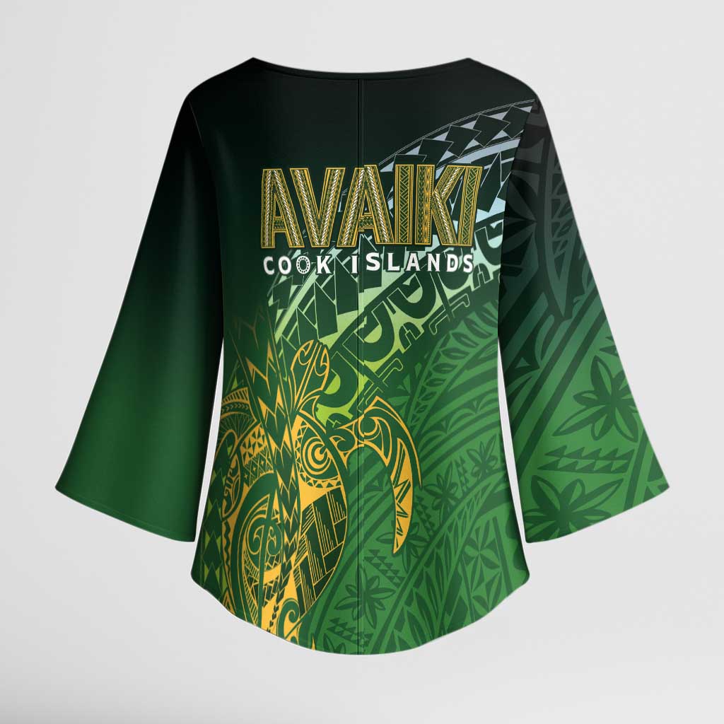 Cook Islands Rugby Kuki Avaiki Kimono Sleeve Blouse Tribal Turtle LT7 - Polynesian Pride