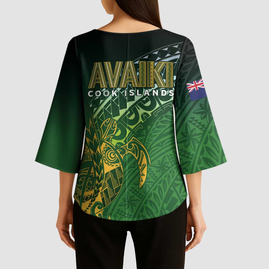 Cook Islands Rugby Kuki Avaiki Kimono Sleeve Blouse Tribal Turtle LT7 - Polynesian Pride