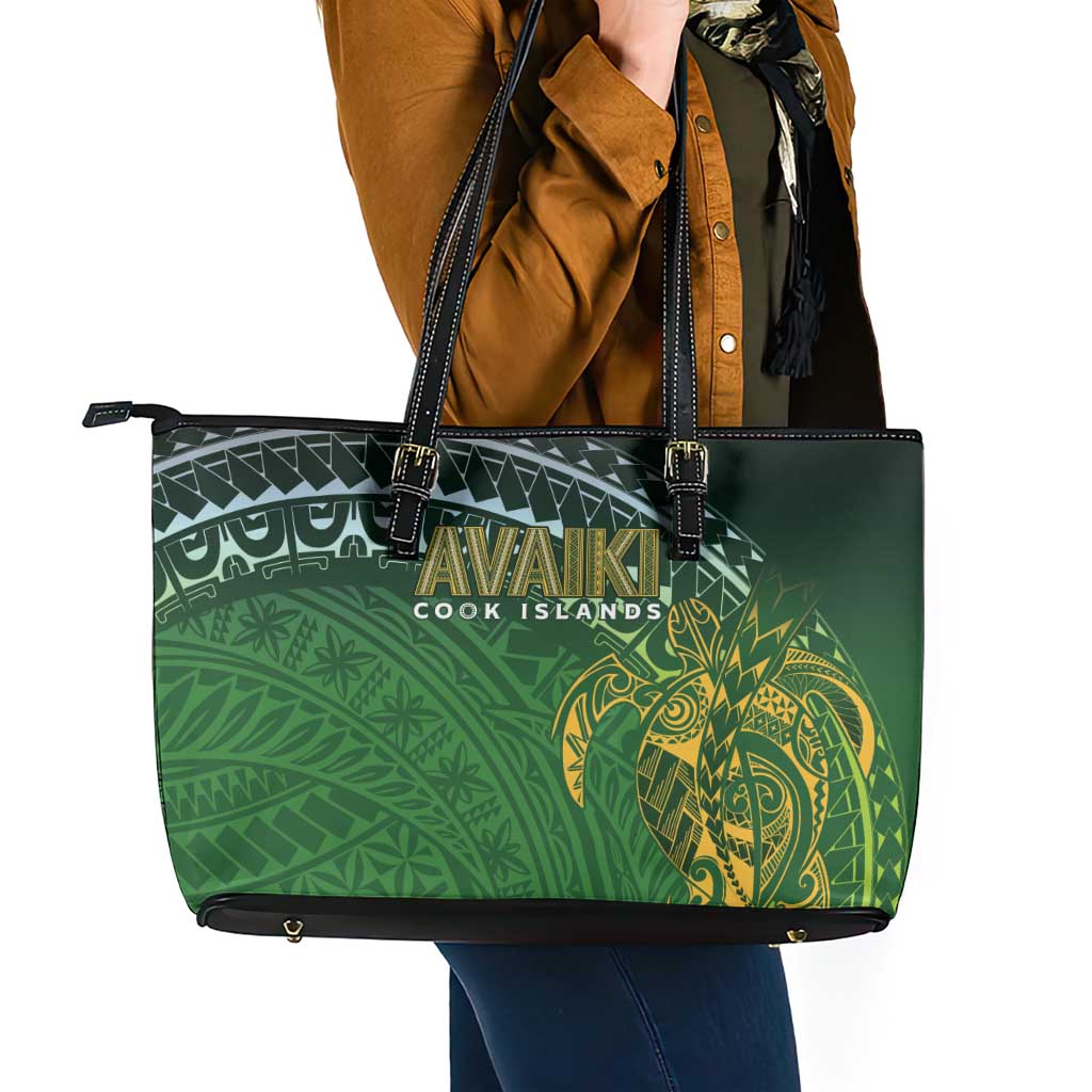 Cook Islands Rugby Kuki Avaiki Leather Tote Bag Tribal Turtle LT7 - Polynesian Pride