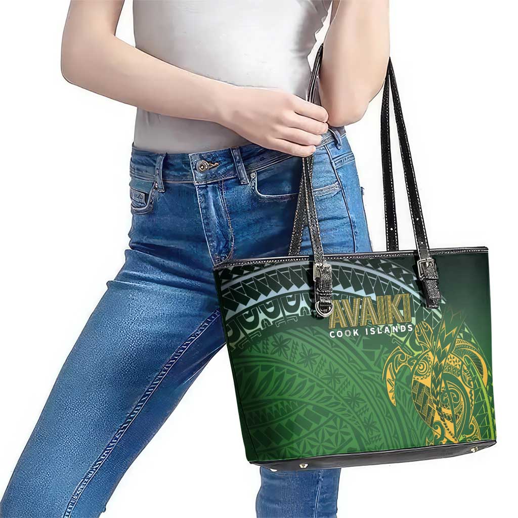Cook Islands Rugby Kuki Avaiki Leather Tote Bag Tribal Turtle LT7 - Polynesian Pride