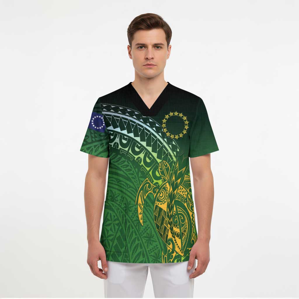 Cook Islands Rugby Kuki Avaiki Scrub Top Tribal Turtle LT7 - Polynesian Pride