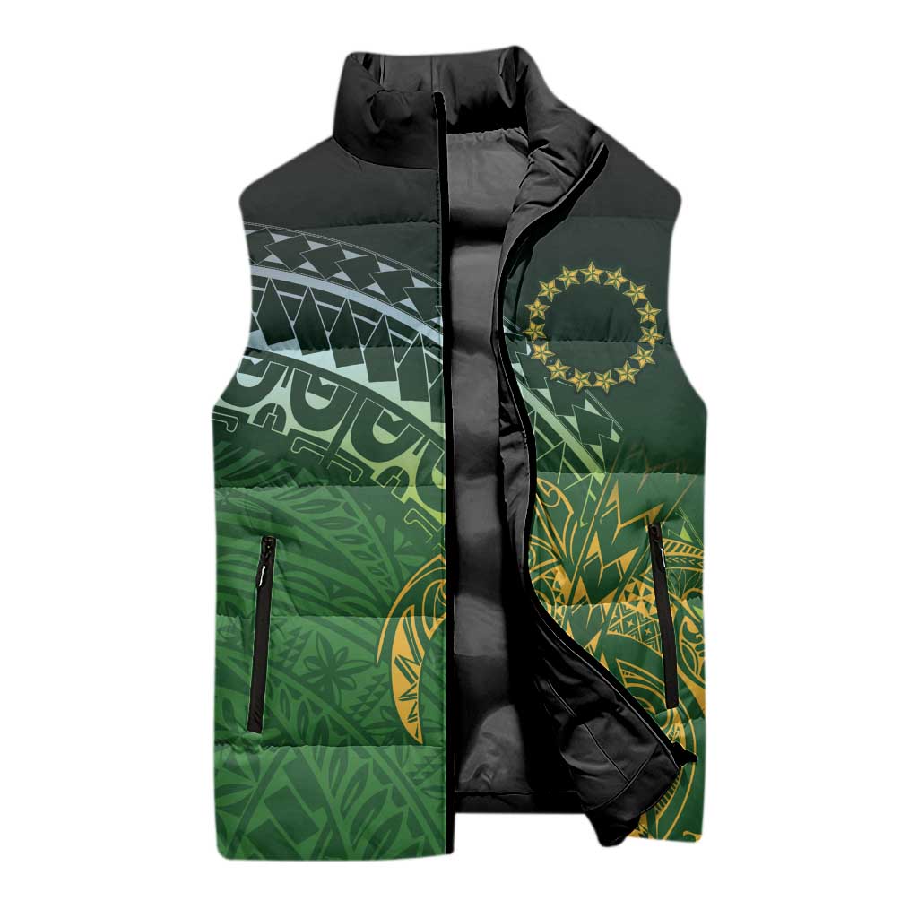 Cook Islands Rugby Kuki Avaiki Sleeveless Puffer Jacket Tribal Turtle LT7 - Polynesian Pride