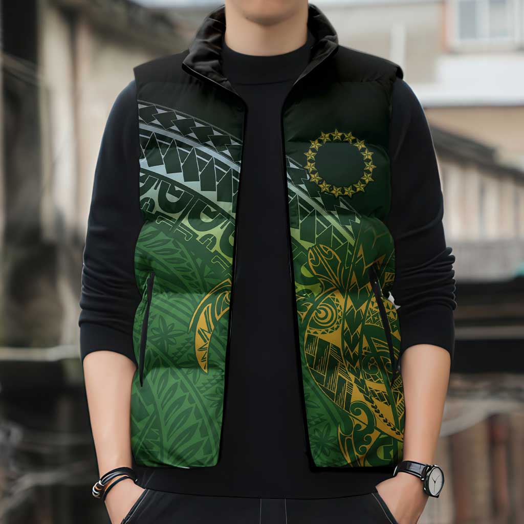Cook Islands Rugby Kuki Avaiki Sleeveless Puffer Jacket Tribal Turtle LT7 - Polynesian Pride