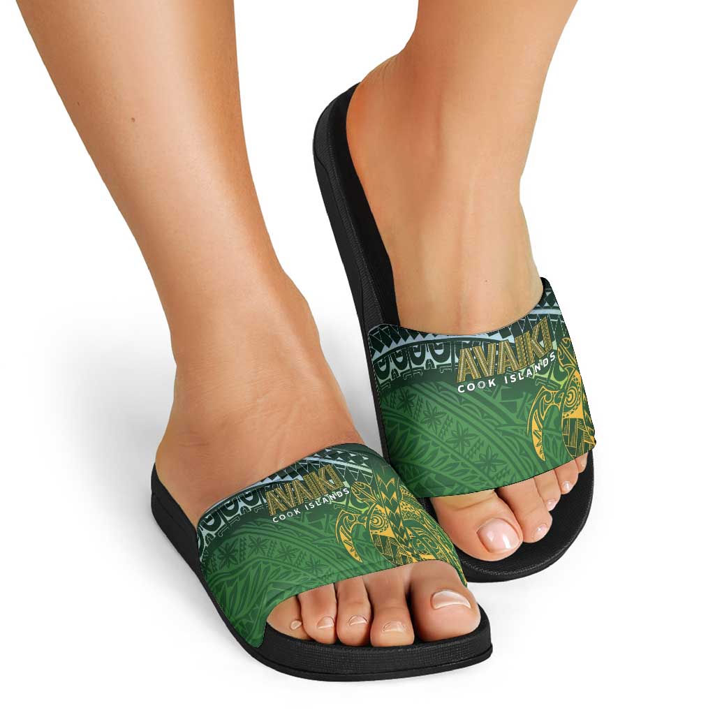 Cook Islands Rugby Kuki Avaiki Slide Sandals Tribal Turtle - Polynesian Pride