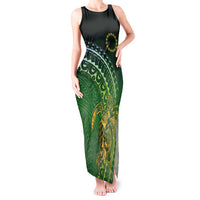 Cook Islands Rugby Kuki Avaiki Tank Maxi Dress Tribal Turtle LT7 Women Dark Green - Polynesian Pride